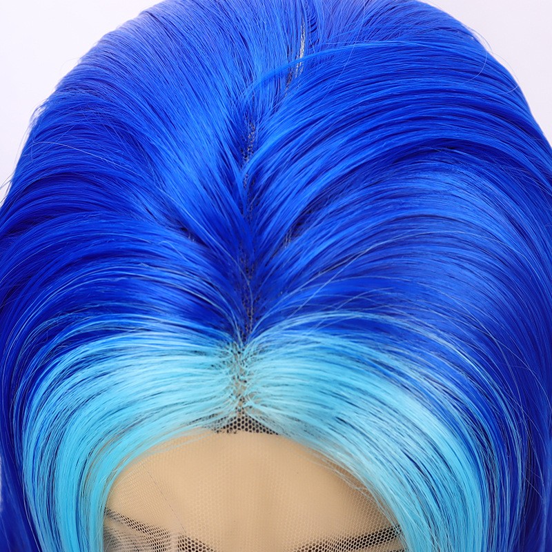 Colorful Short Bob T Part Lace Wig Heat Resistant Fiber Synthetic Full Head Wig