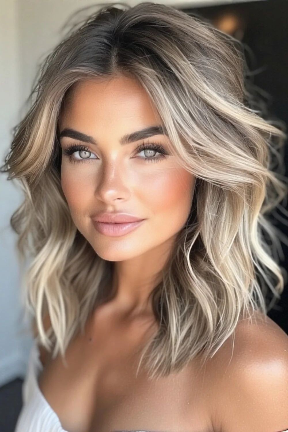 Balayage Ombre Sandy Blonde Brown Highlight Wigs 100% Human Hair Lace Front Wigs