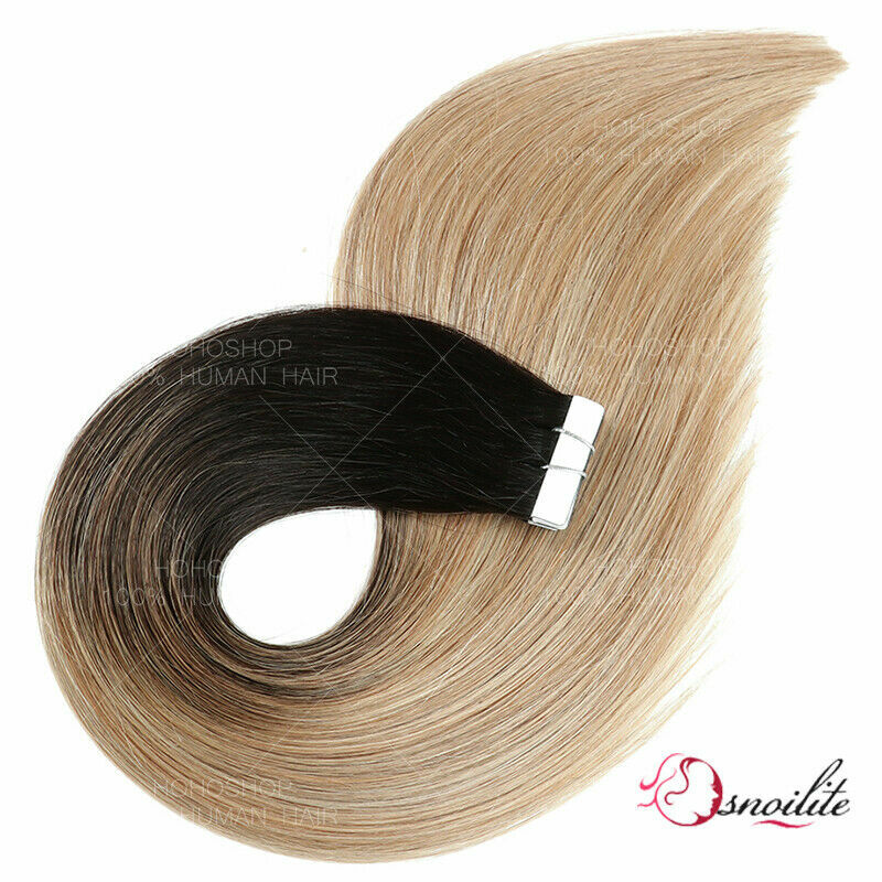 THICK Ombre Tape In/On Skin Weft Remy Human Hair Extensions 24Inch Balayage FULL