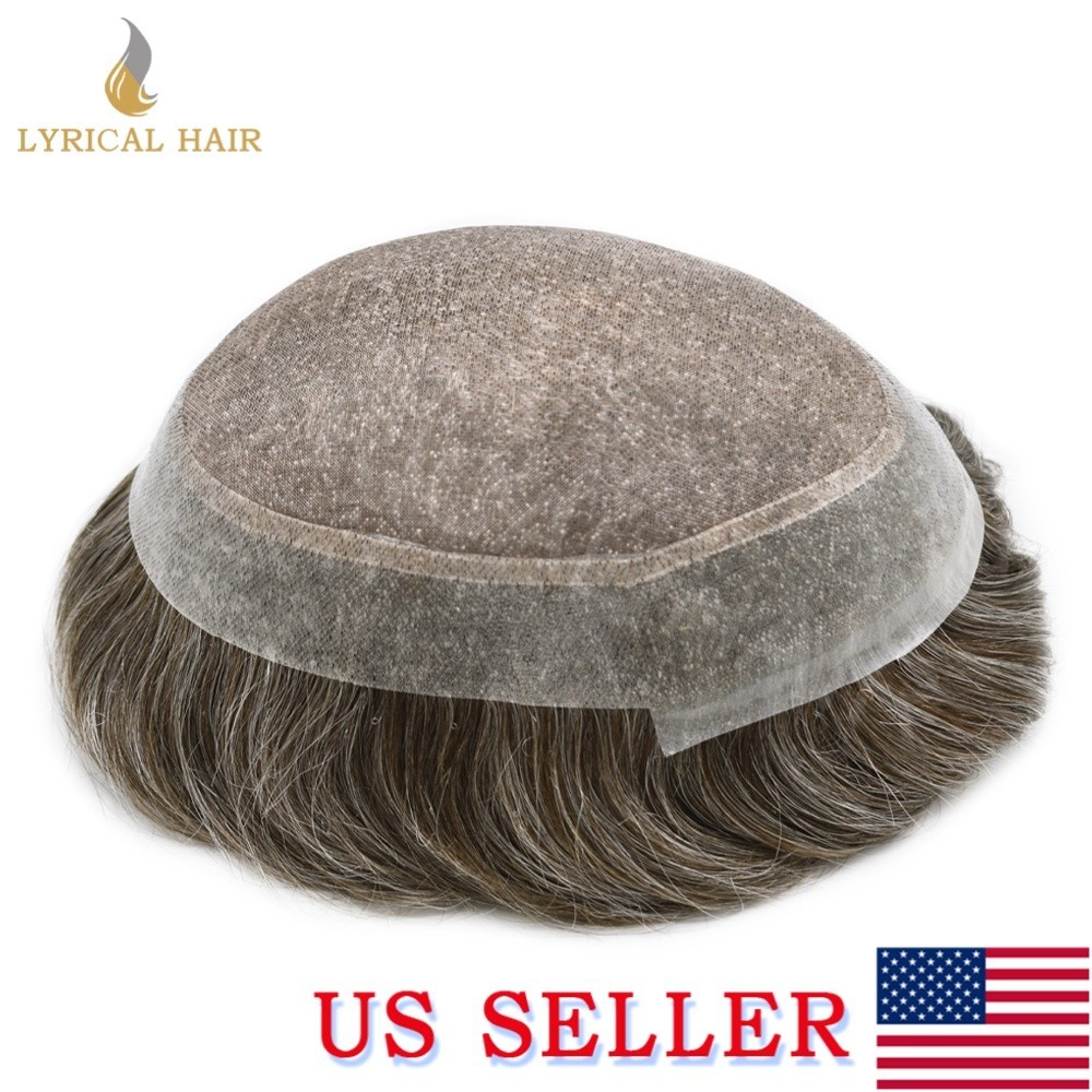 Lyrical Hair Fine Mono Mens Toupee Monofilament Wig Poly Human Hair Piece System