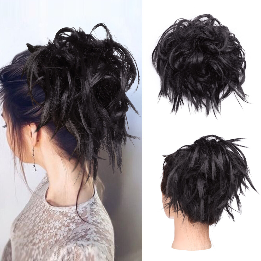 Messy Thick Curly Bun Hair Piece Scrunchie Natural Hair Extensions as human 45g