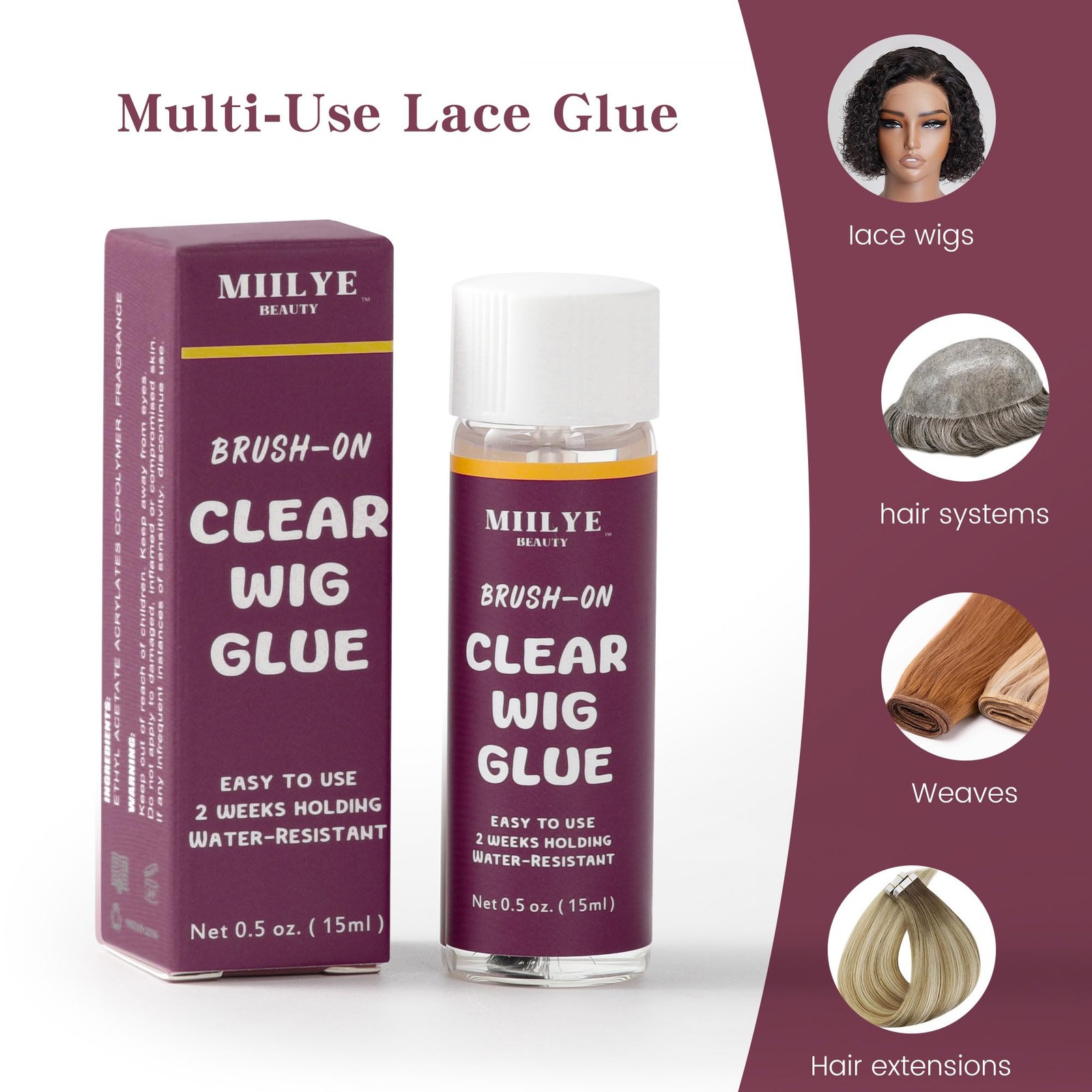 Waterproof Clear Lace Glue, Sweat & Swim Proof Strong Hold for Wigs & Hair Sy…