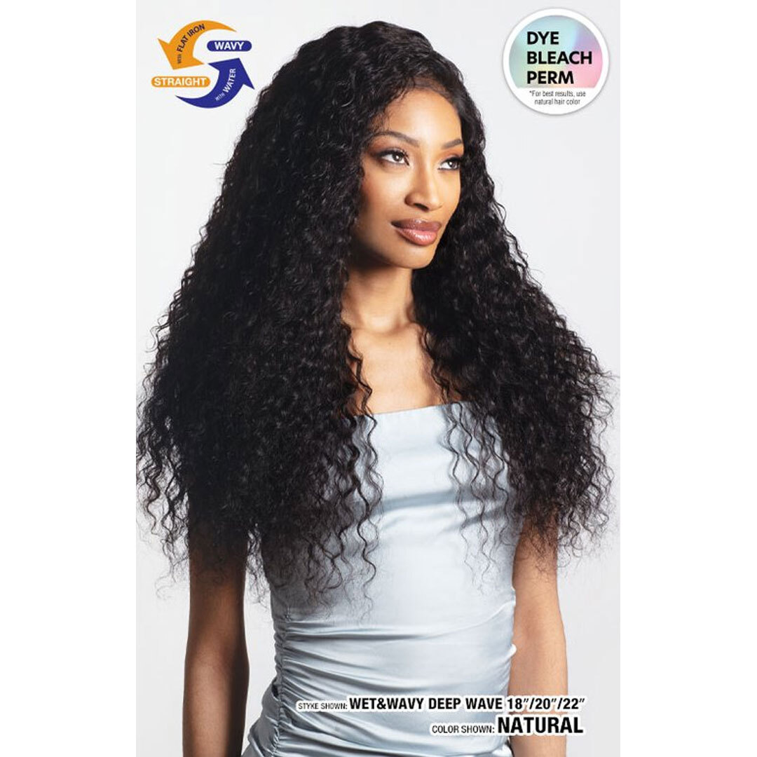 Shake N Go Virgin Remy Hair Weave Glossy 3 Bundles Wet Wavy Deep Wave 14″16″18″