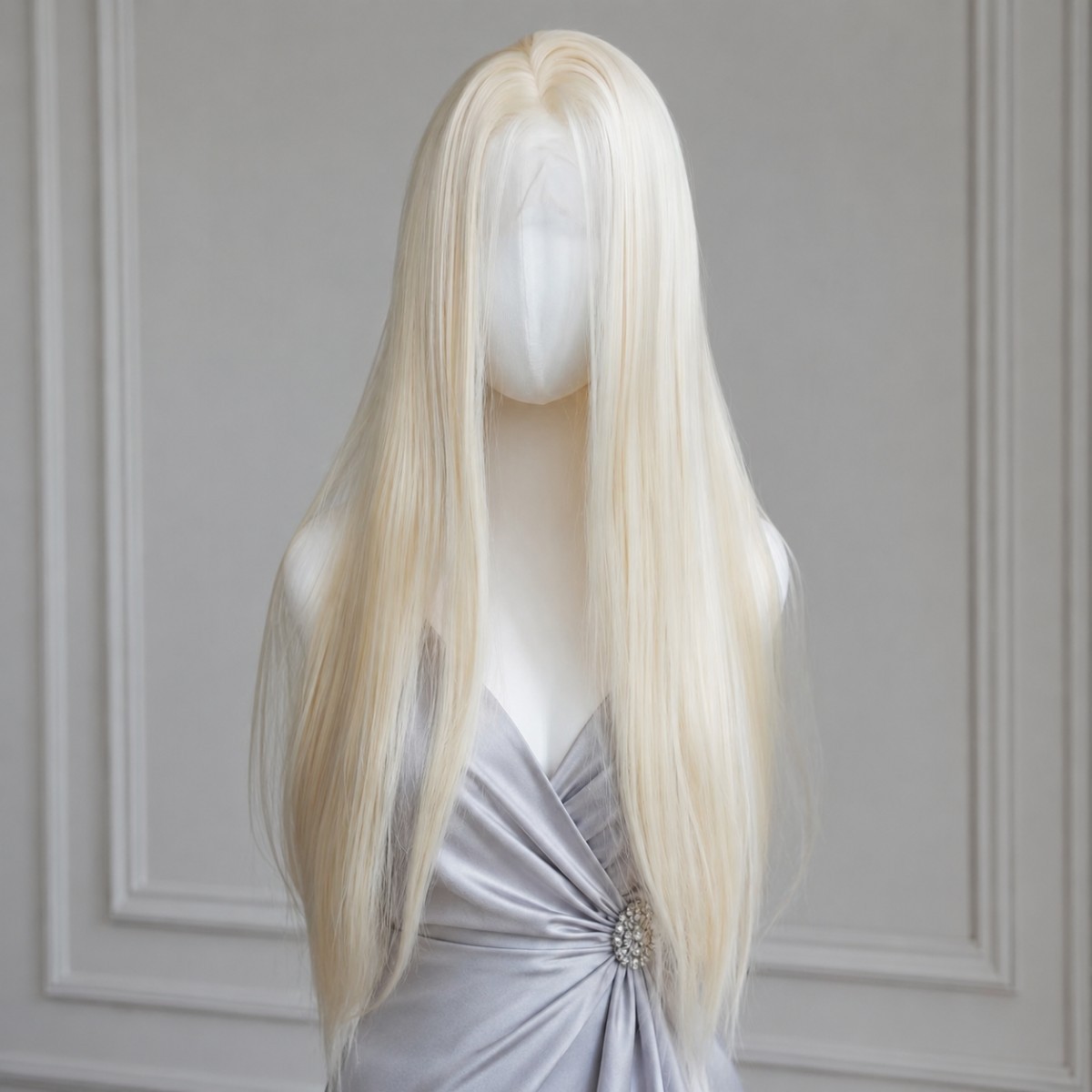 Lace Front Wigs Long Straight Bleach blonde Heat Resistant Hair Pre Plucked