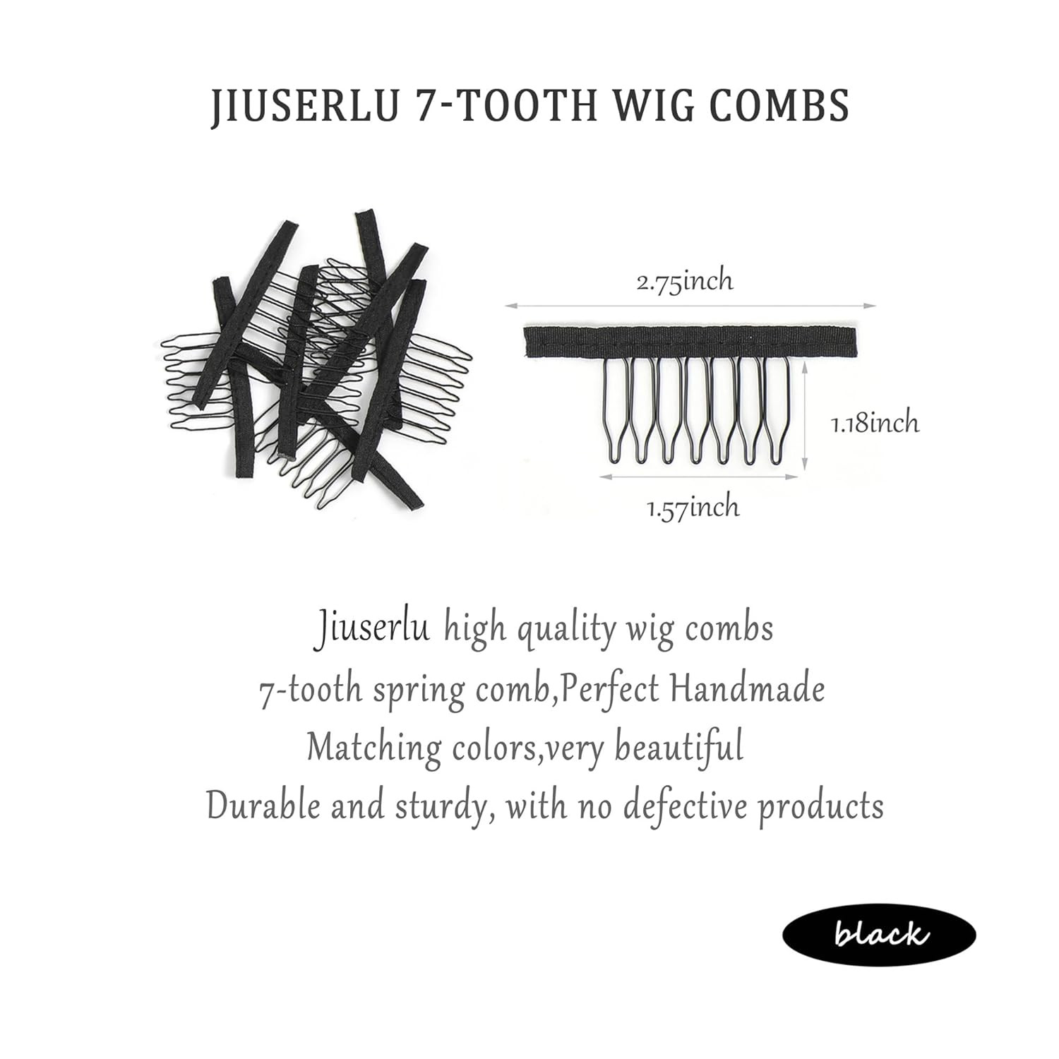 20 Pack Black Wig Combs with 7 Teeth for Securing and Making Wig Caps