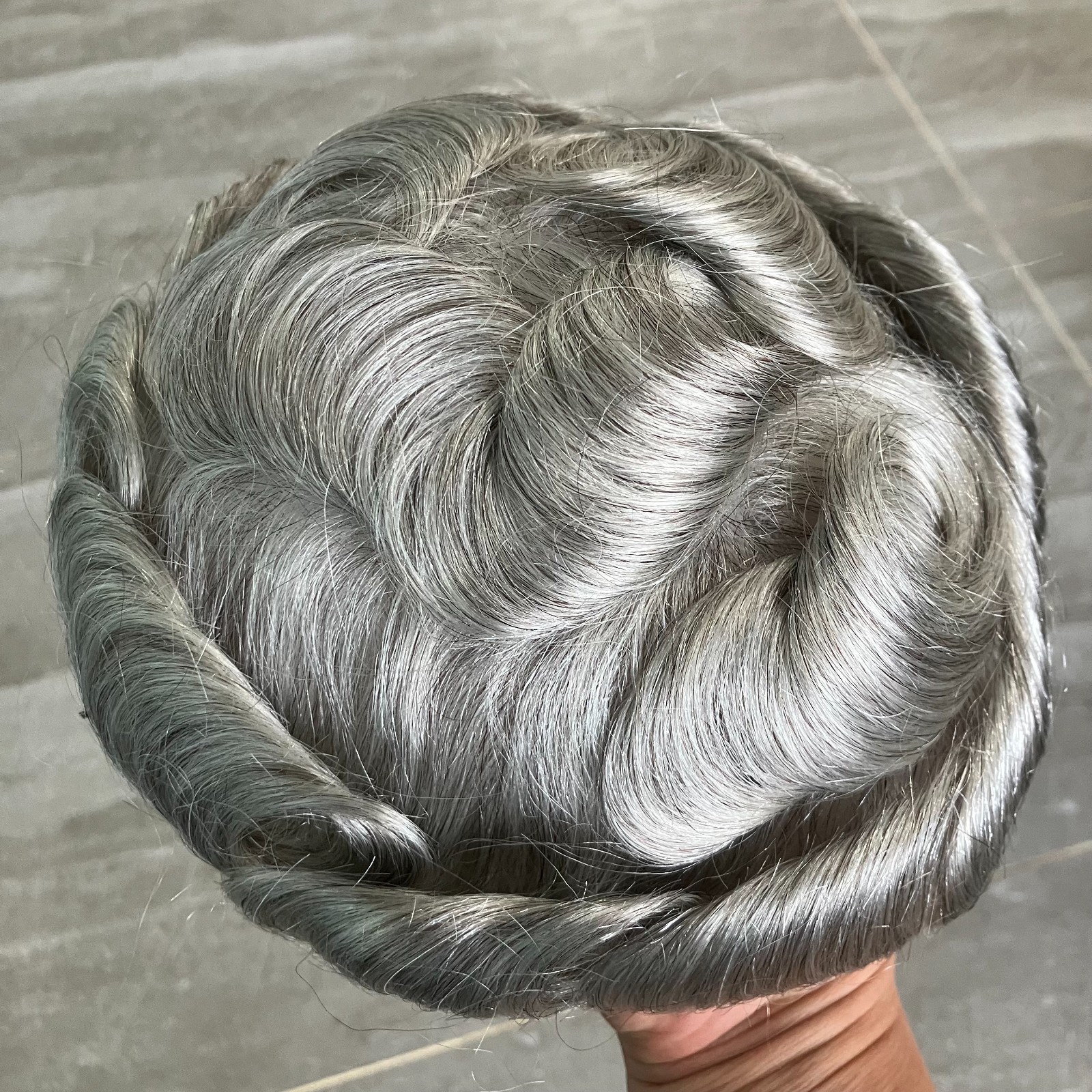 Super Natural Hairline 1b80 Sliver Grey Mens Toupee 0.02mm Ultra Thin Skin Hair