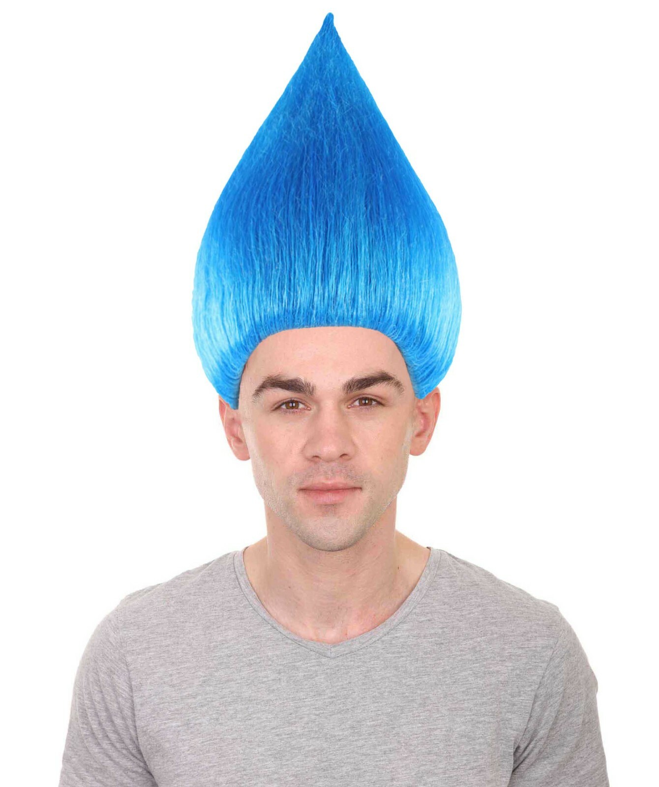 Blue Straight Troll Wig for Men- Synthetic Hair Costume for Halloween & Cosplay