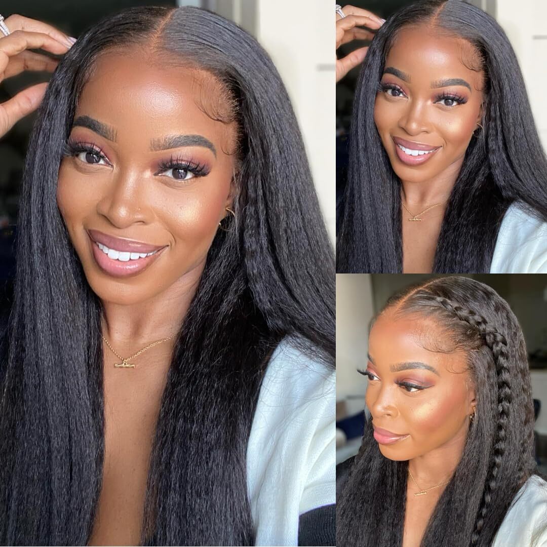 UNice Cambodian Yaki Straight V Part Human Hair Wigs Upgrade U Part Wig Glueless