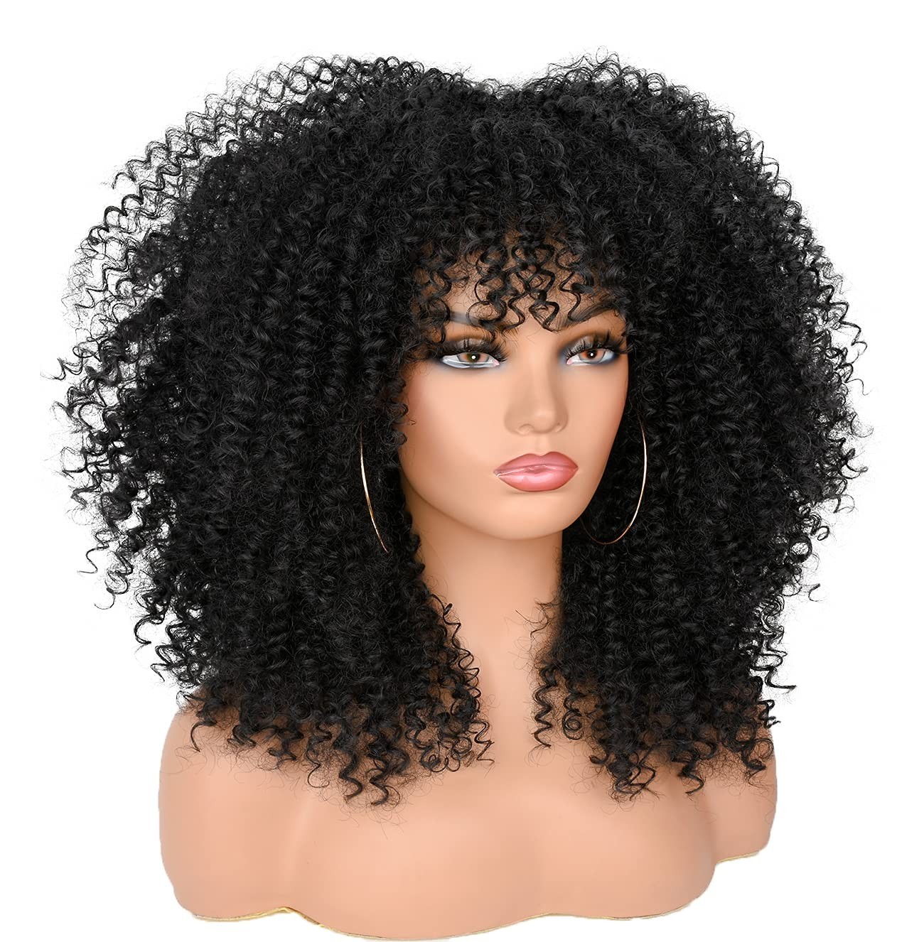 Luxurious 16-Inch Afro Curly Wig with Bangs – Effortless Glamour Awaits!
