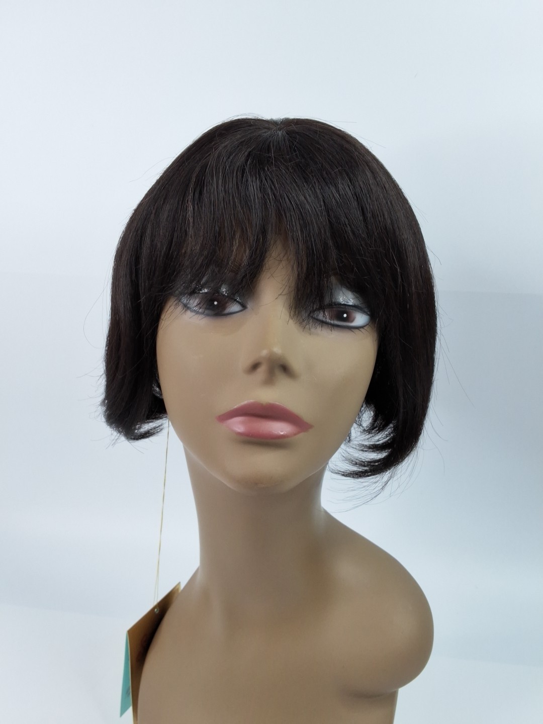 Jenny 1B Off Black Wig Chin Length Bob 100% Human Hair Adjustable Classic Cap