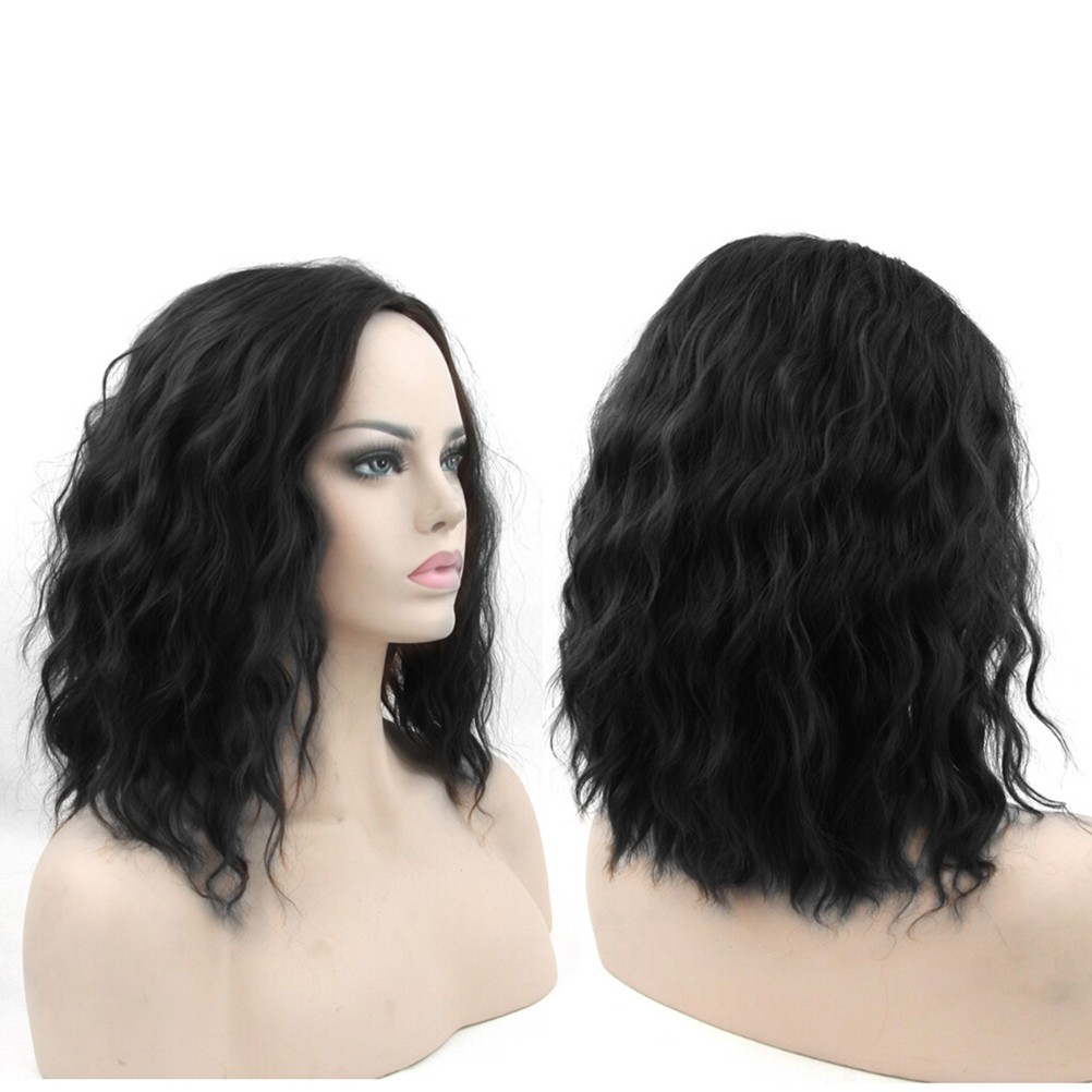 Short Black Curly Women Wig for Cosplay Party Halloween Hair Accessories