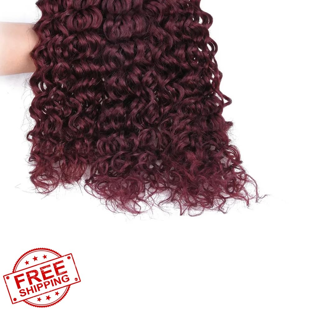 FuivJuix 30 Inch Water Wave Human Hair #99J-Burgundy WT