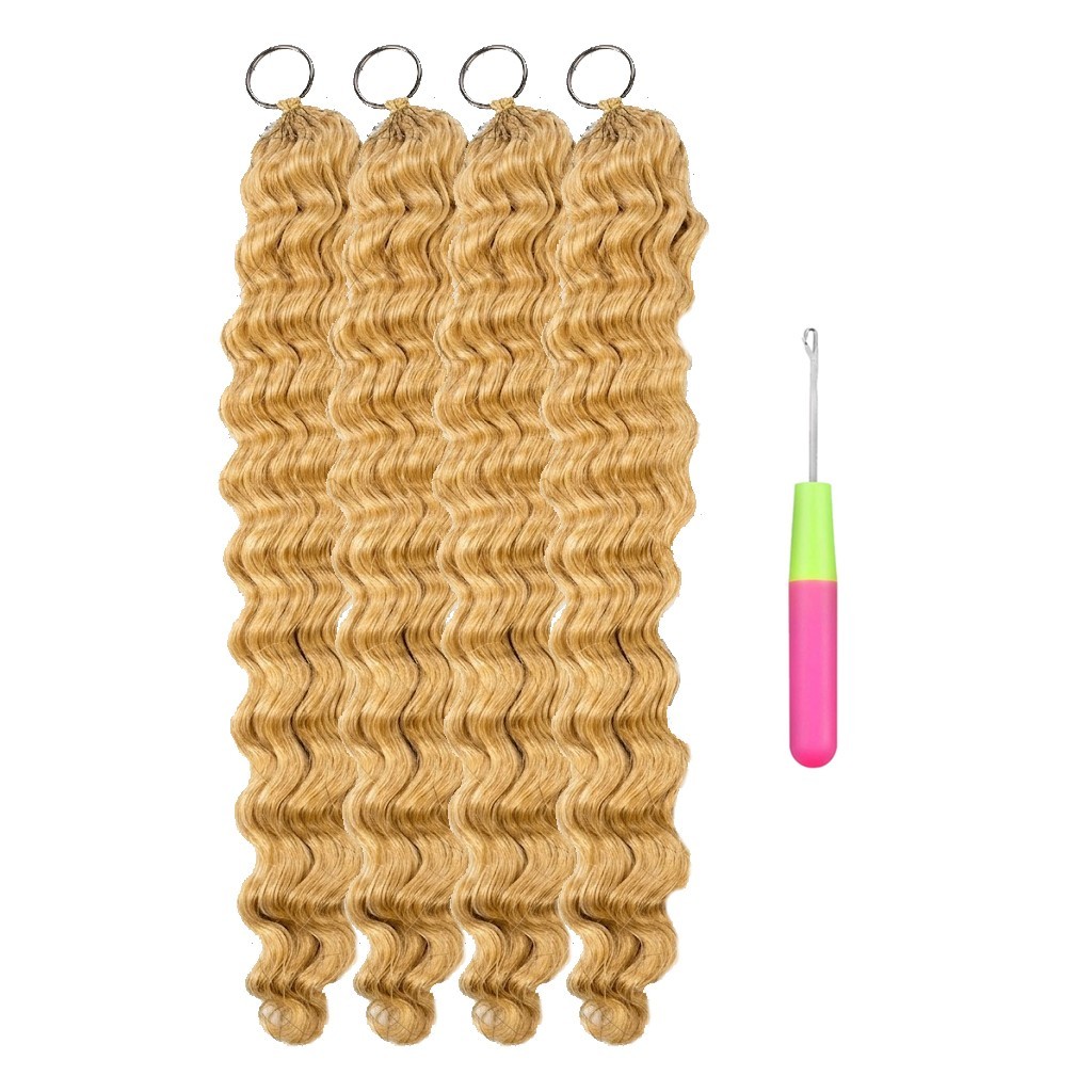 100% Human Hair Crochet Extensions Wave Honey Blond Deep Bohemian Water Wave