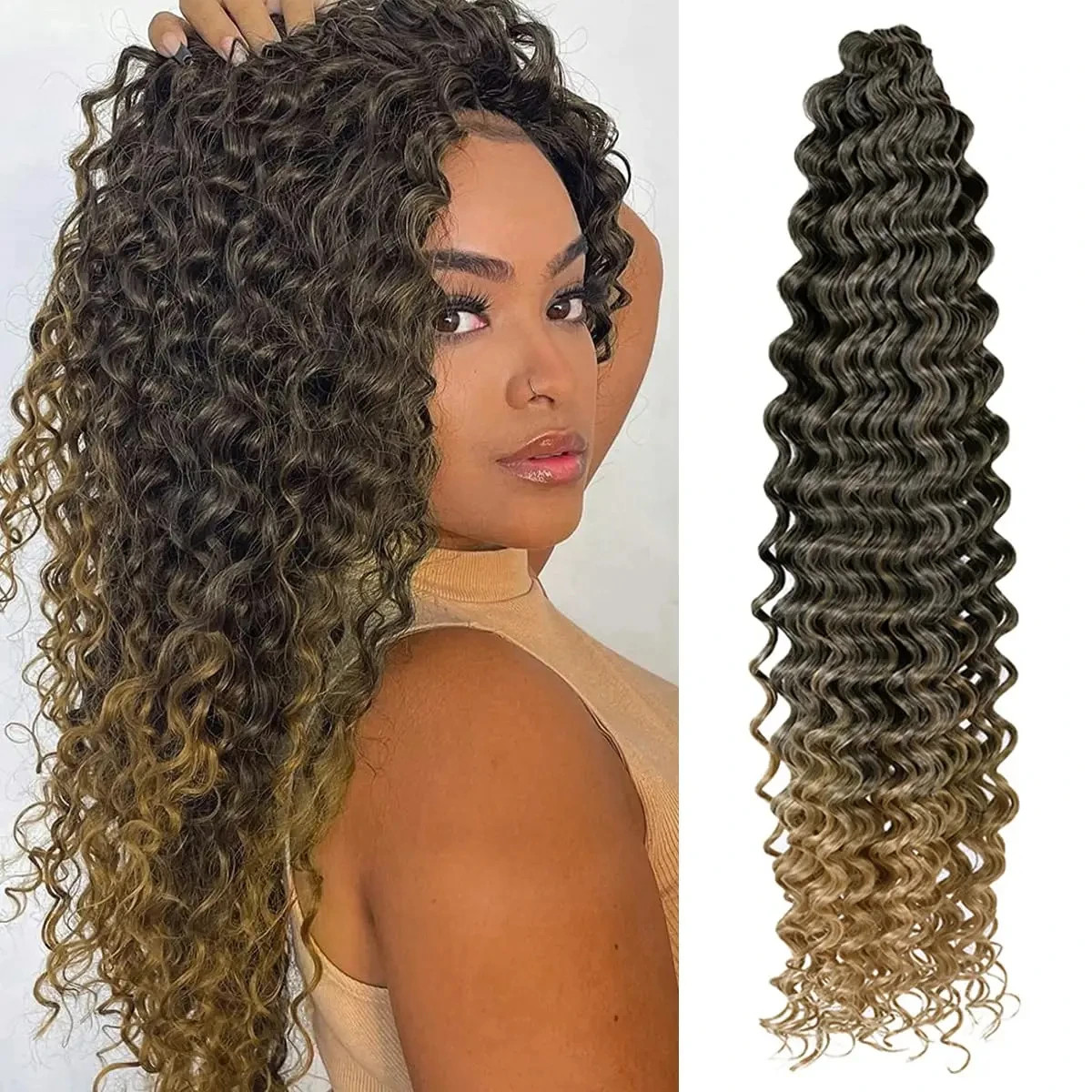 Ocean Wave Crochet Hair 28Inch Ariel Curly Synthetic Loose Deep Wave Braiding