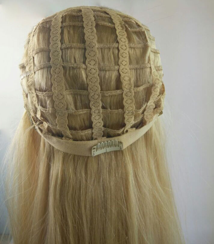 NEW 3/4 Machine Cap Half Wig Body Wave 100% Human Hair Remy Hair 3/4 Half Wig