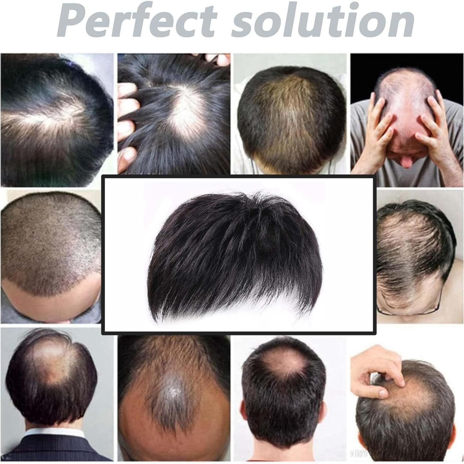 Men’s Clip Hairpiece Top Short Natural Wig Black Natural Hair Topper Toupee