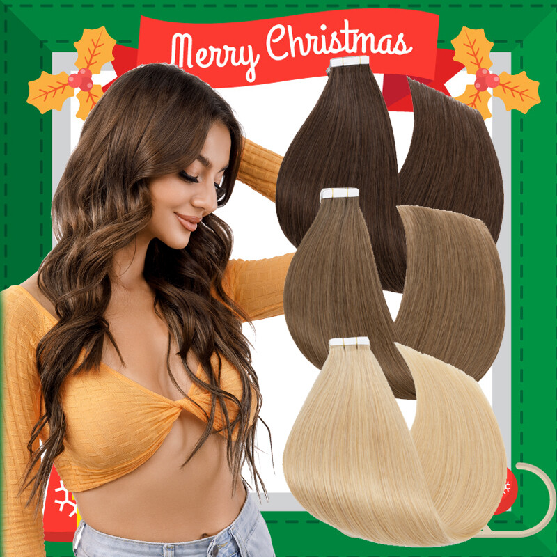 Tape In Human Hair Extensions Tape On Skin Weft Body Wave Wavy Thick 40pcs Ombre
