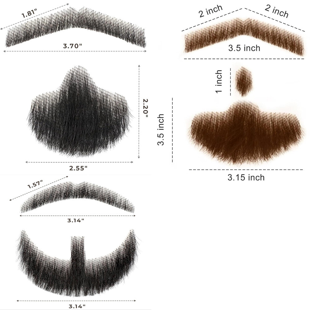 Men’s Fake Beard 100% Real Human Hair Face Beard Mustache Van Dyke Type Reusable