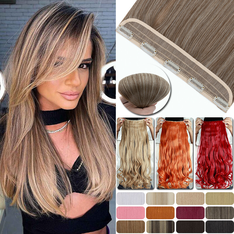 CLEARANCE 1PC Clip In On THICK Hair Extensions 3/4 Full Head AS Human Long Wavy
