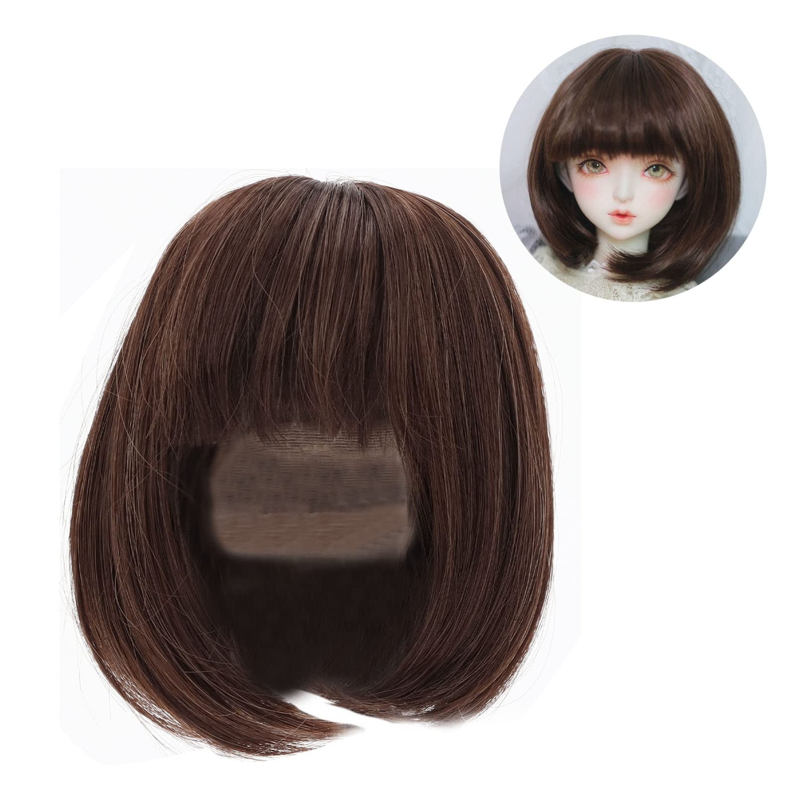 Fdit Doll Wig, Internal 1/3 doll size (21 ~ 24cm / 8.27 ~ 9.45in), Dark Brown