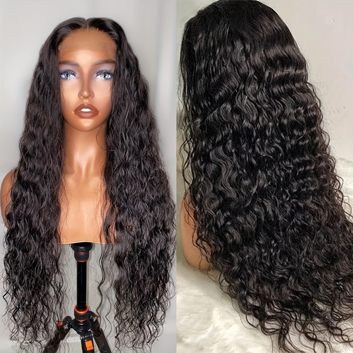 13×4 Lace Front Wig Long Black Loose Curly Glueless Pre Plucked Natural Hairline