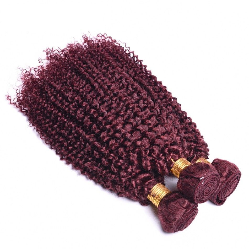 Ali Bundle Burgundy 99J Jerry Curl 100 Virgin Human Hair Extension One Bundle