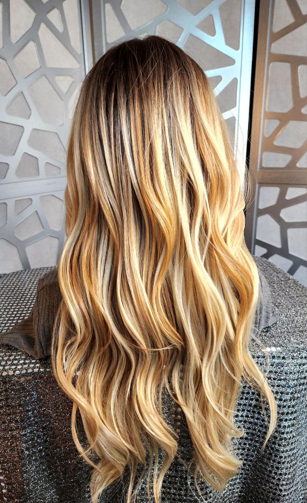 Wig with Bangs Ombre Blonde Wig 13×4 Lace Front Loose Wave Human Blend Glueless