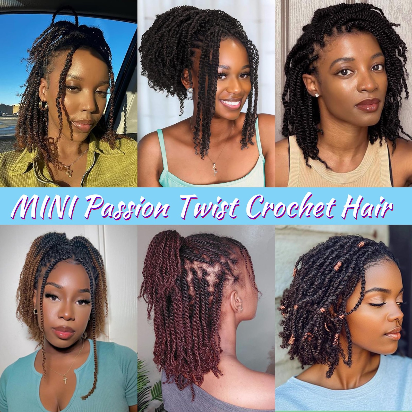 Miss Sula Mini Passion Twist Crochet Hair For Black Women-18 Inches 6 Packs