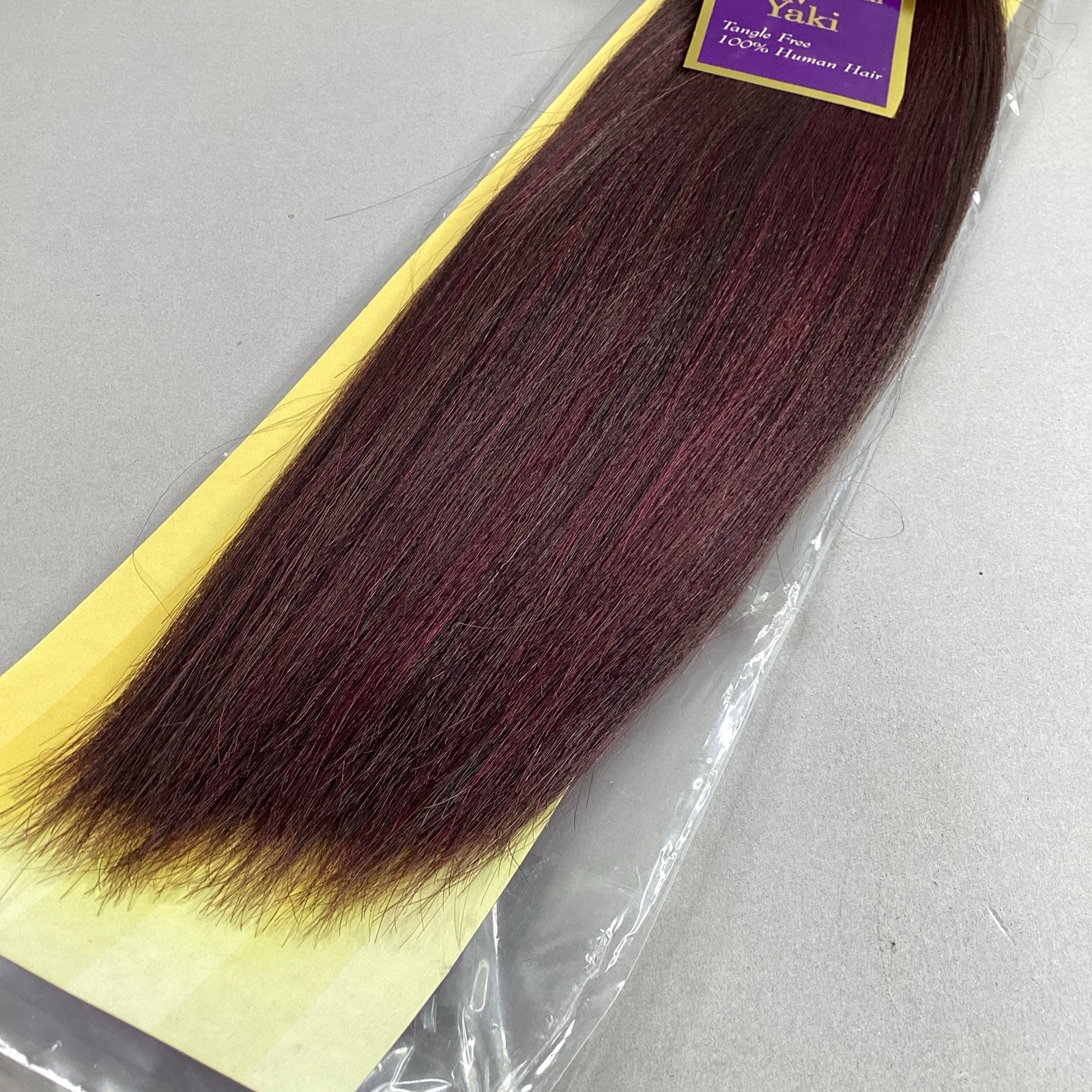 New Yaki #C2/725 Brown Dark Burgundy 14” Straight 100% Human Hair Extensions