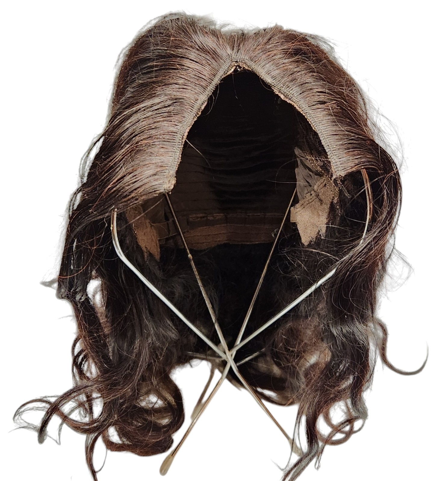 LUVME 100% Human Hair Protective V-Part Glueless Long Wig Long, Dark Brown NEW
