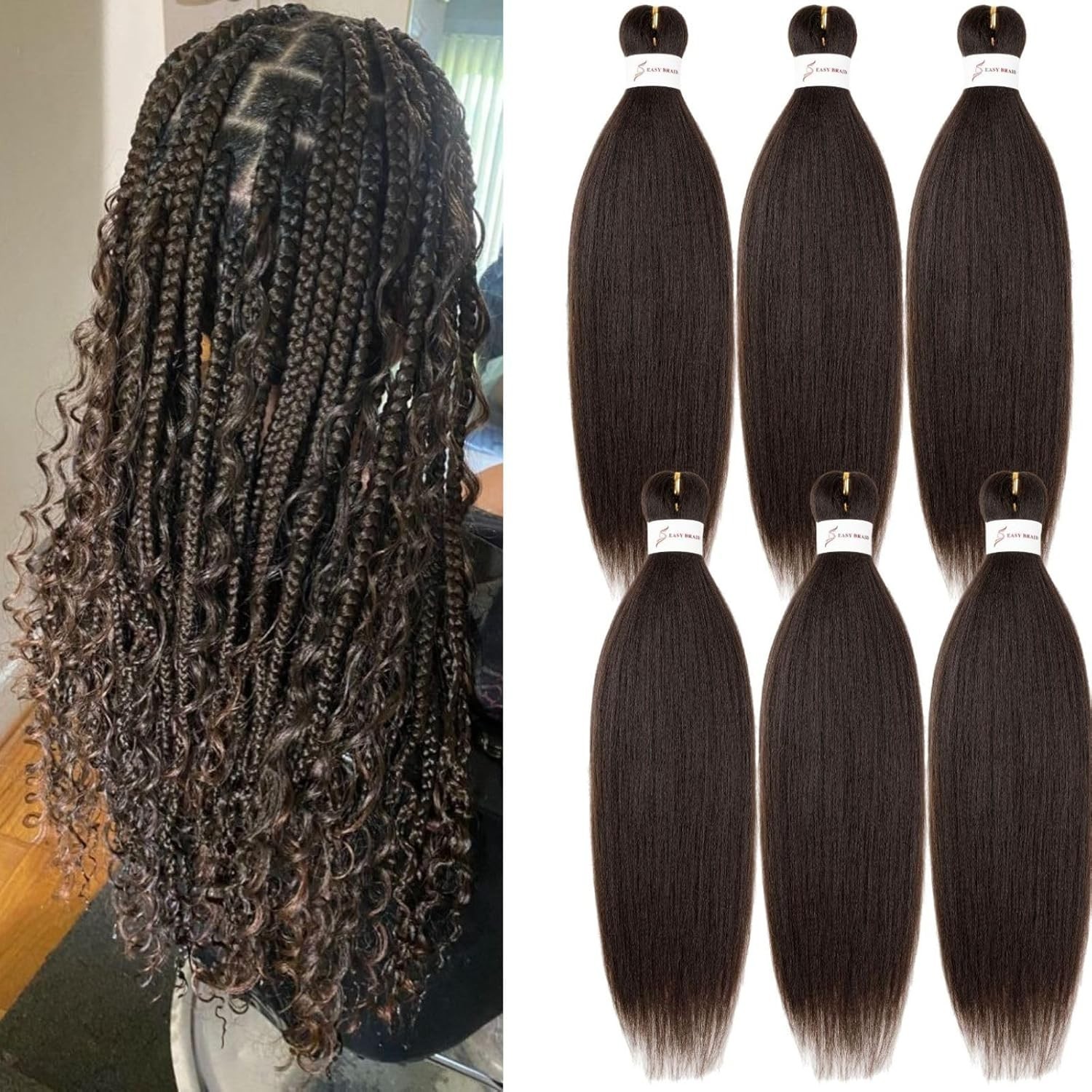 Ultra-Soft Dark Brown Synthetic Braiding Hair 24” – 6 Packs – Easy Installation