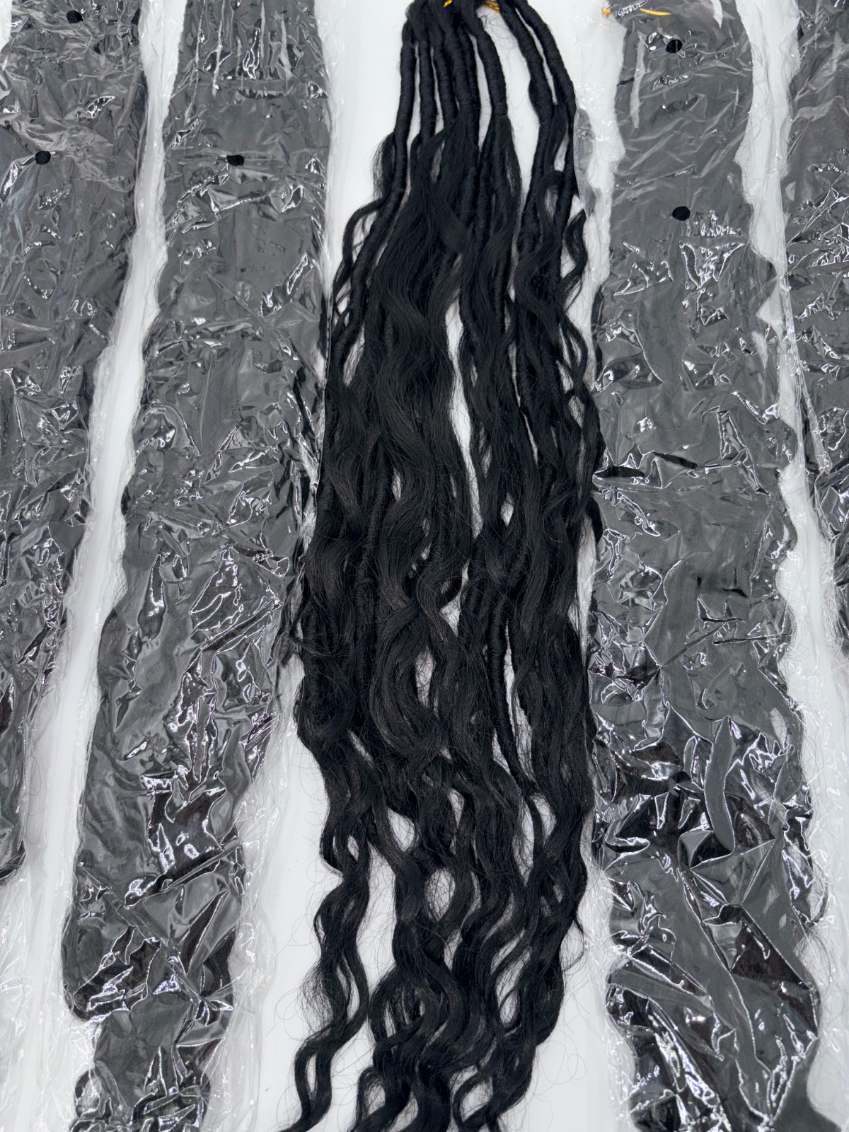 Boho Crochet Hair 24 Inch 7 Packs 9 strands in ea. pkg. 1B Black Curly ends-NEW