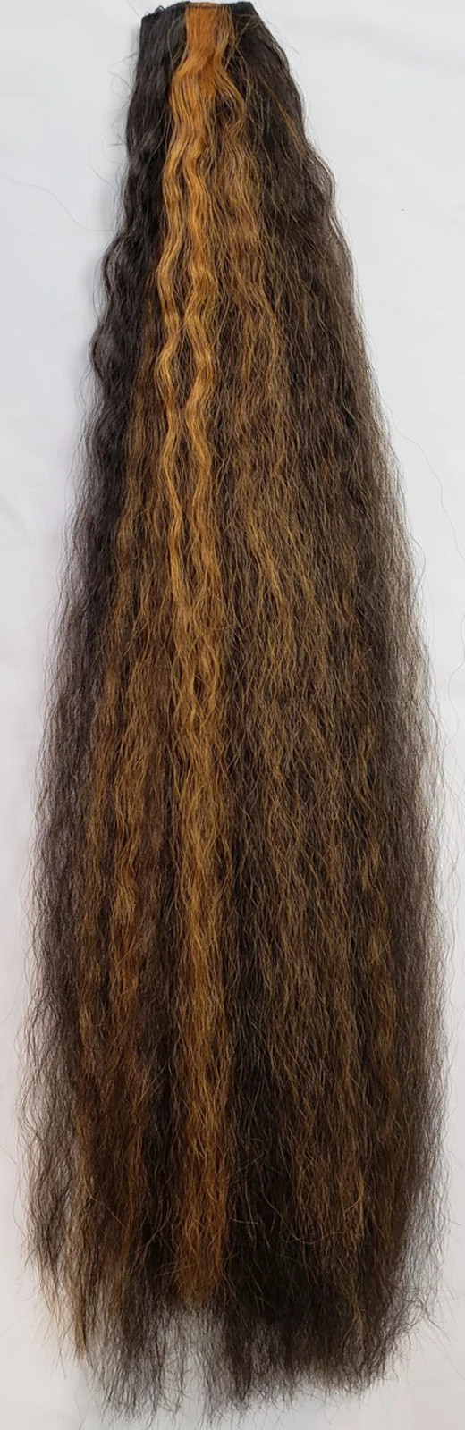 28″ Darkest Brown Wavy Pigtails with Highlights (one pair)