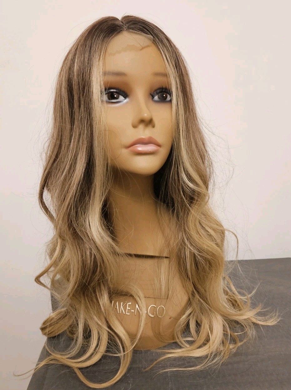 Ombre Honey Caramel Blonde Long Wavy Layered LACE FRONT Wig Voluminous