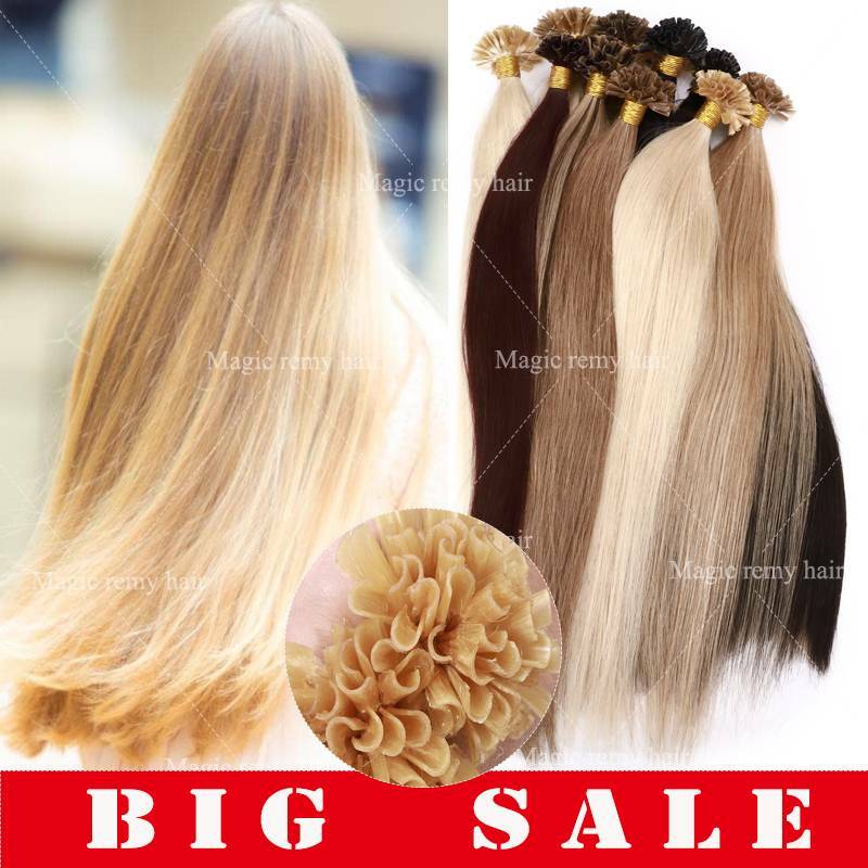 Pre Bonded Fusion Keratin Nail U Tip Remy 100% Human Hair Extensions 200g 300G