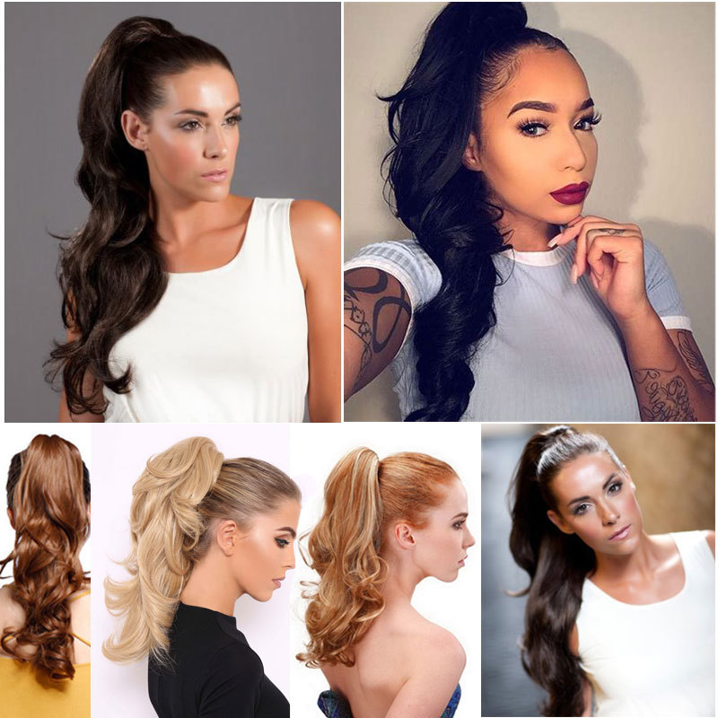 12” Short Wavy Claw Jaw Clip In On Hairpiece Ponytail Hair Extension Blonde fya