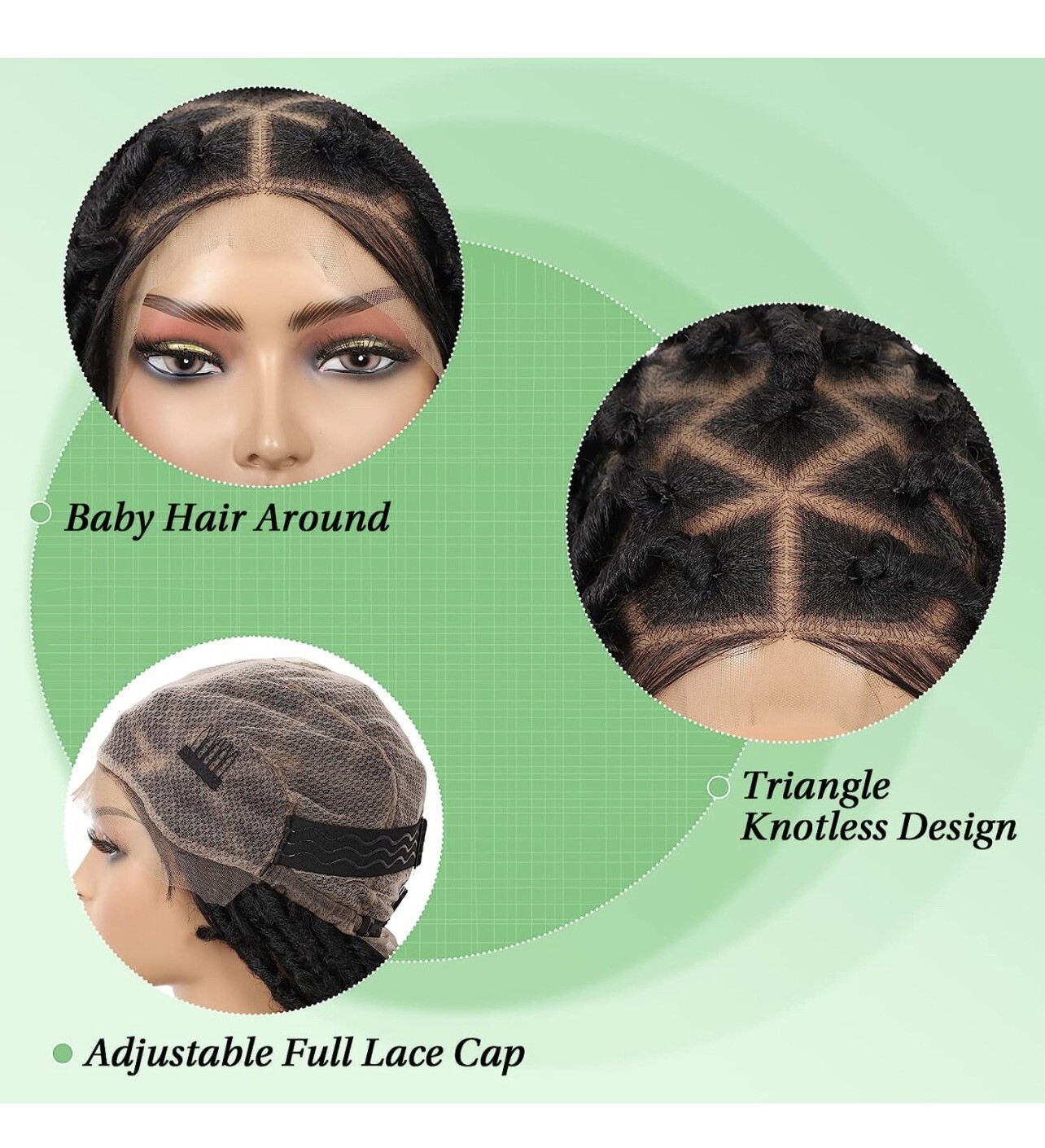 Lace front braided Knotless Locs Wig 47in black