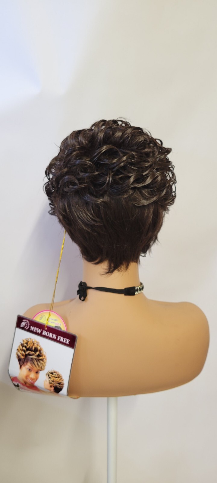 Sexy Fixie Cut Textured Wig Dark Brown -Premium Synthetic Heat OK NEW BORN FREE