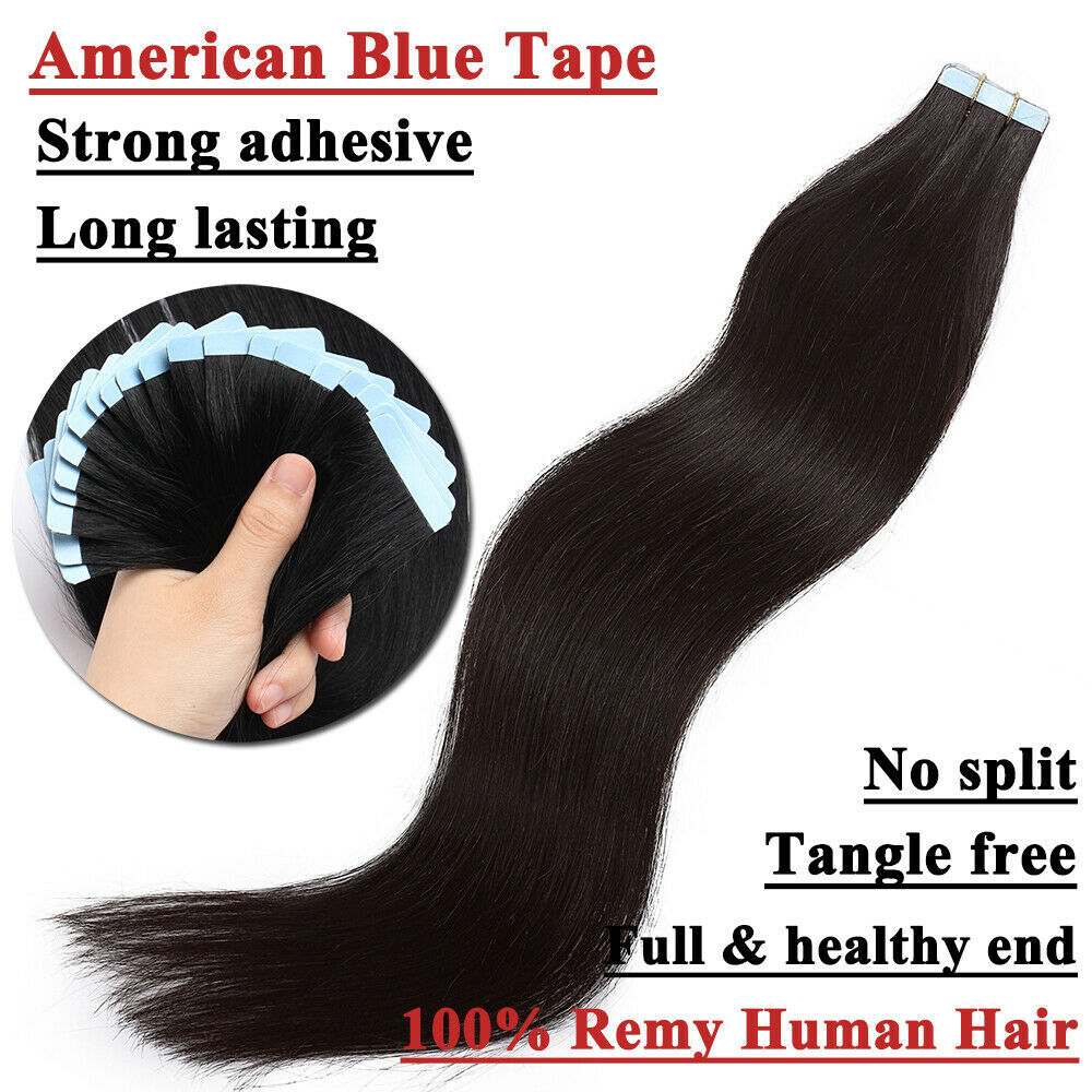Seamless Tape In Hair Extensions Remy Skin Weft Human Hair For Christmas Gift US