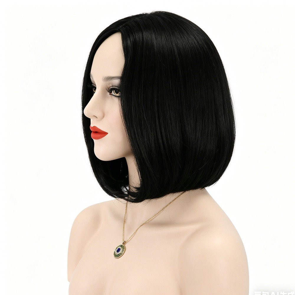 Fashion Black Short Straight Wig Synthetic Hairpiece Women Casual Daily Cosplay