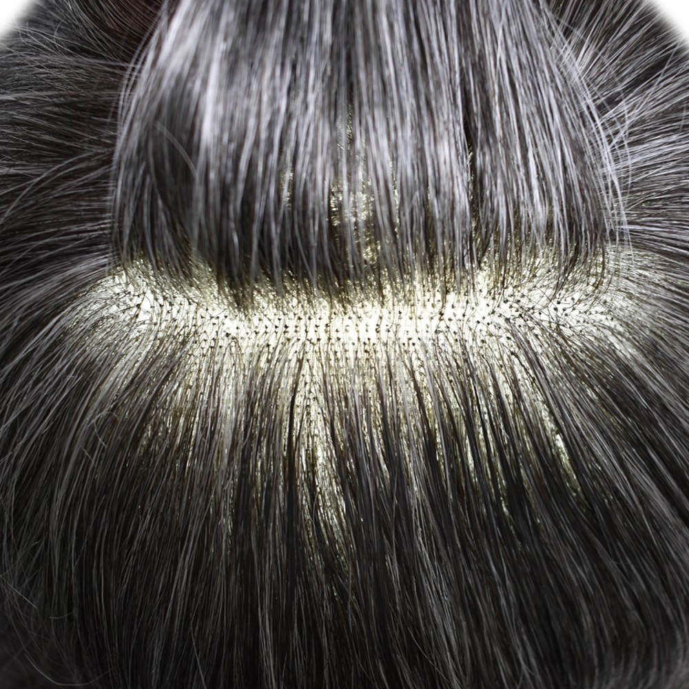 Mens Toupee French Lace Front Hairpiece Fine Mono Poly Skin Hair Systems Natural