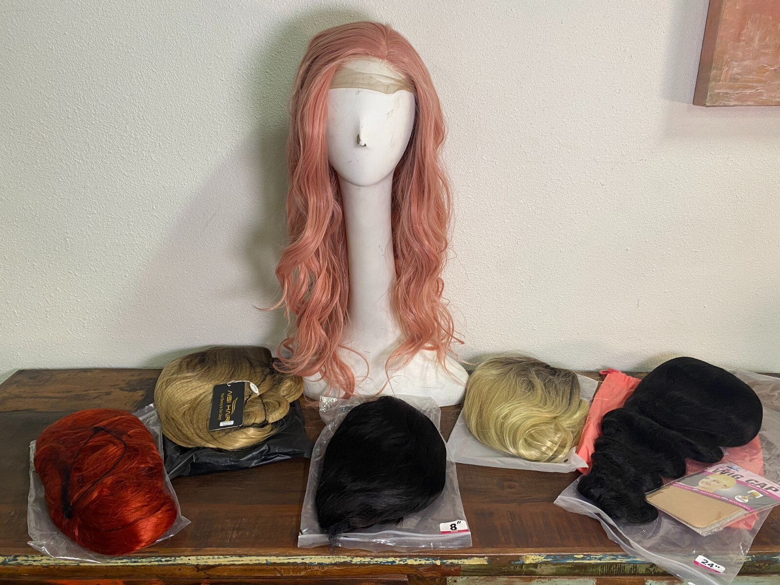 Assortment of 19 Wigs + Straightener and Hair Treatment