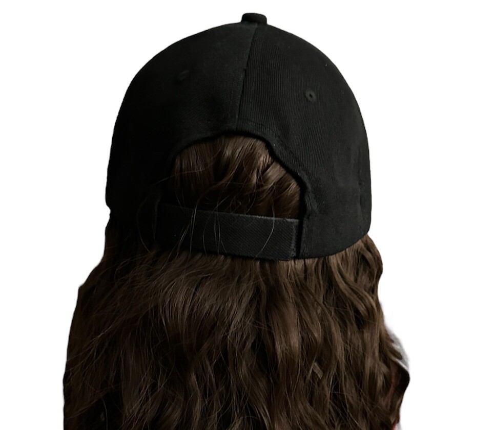 Medium Brown Adjustable Baseball Cap Hat Wig Hairpiece Short Kinky Hair Casual