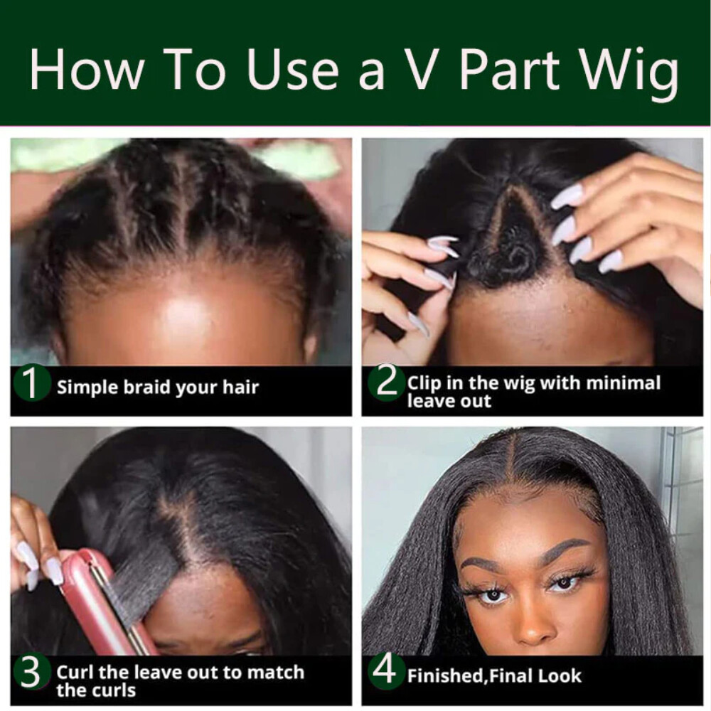 UNice Cambodian Yaki Straight V Part Human Hair Wigs Upgrade U Part Wig Glueless