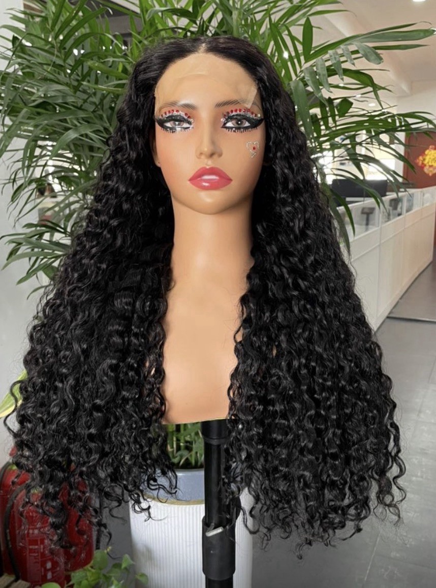 Long Curly Hair Black Wig for Women Adult Curly Texture Hairpiece