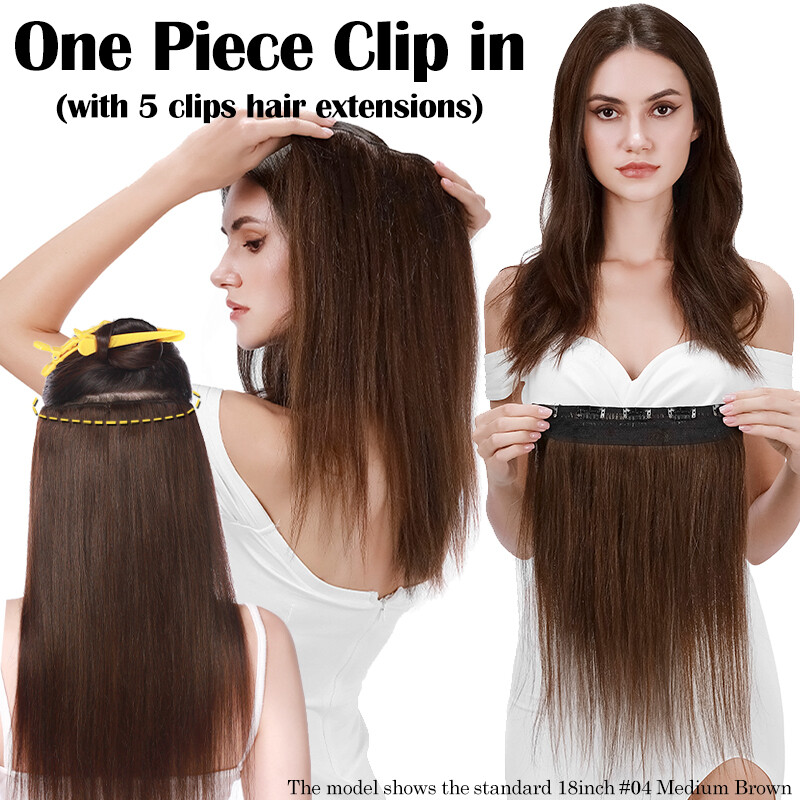 CLEARANCE One Piece Real Remy Human Hair Extensions Thick Clip in Full Head 1PCS