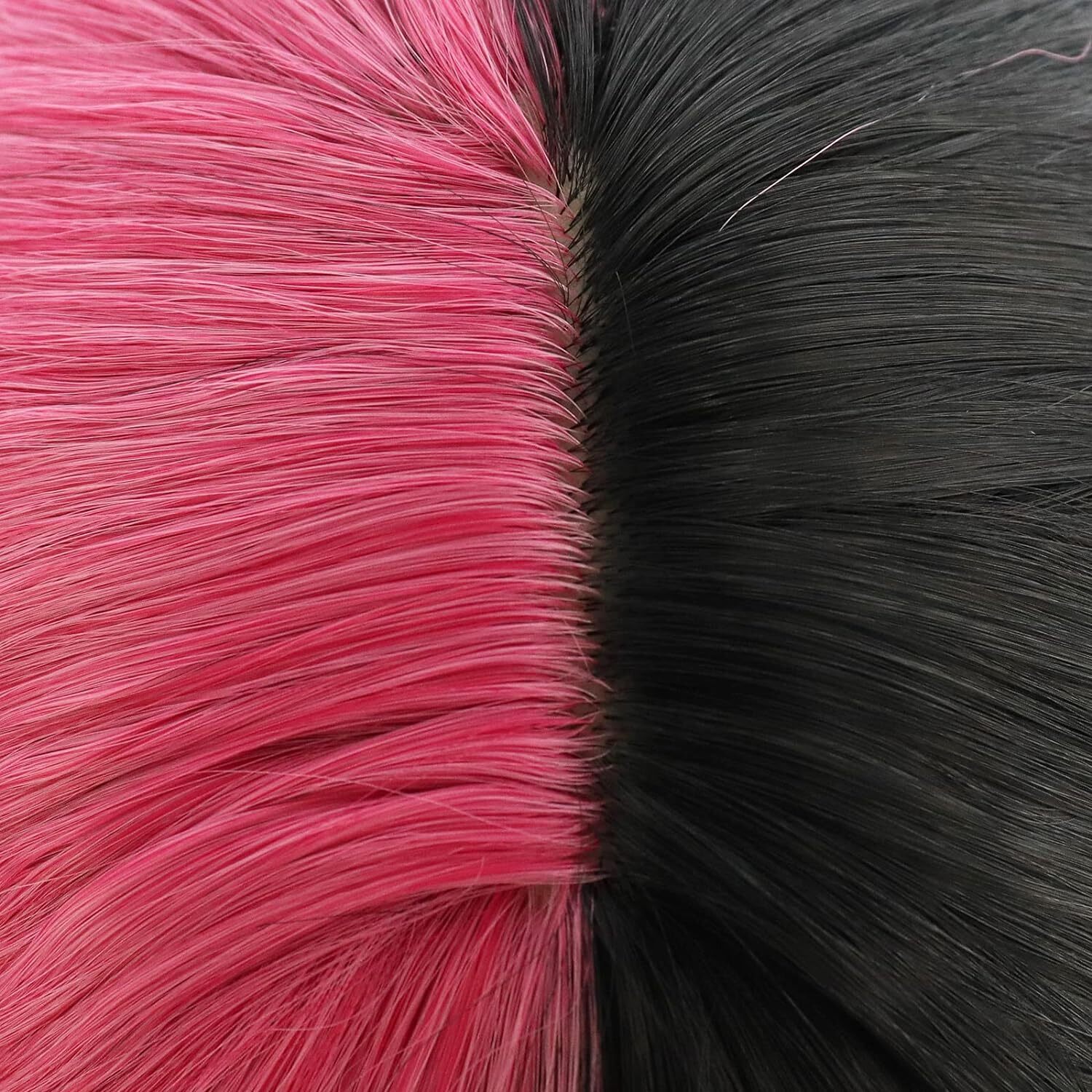 Gorro Para El Cabello+peluca Mitad Rosa Mitad Negra Peluca Ondulada De Cuerp…
