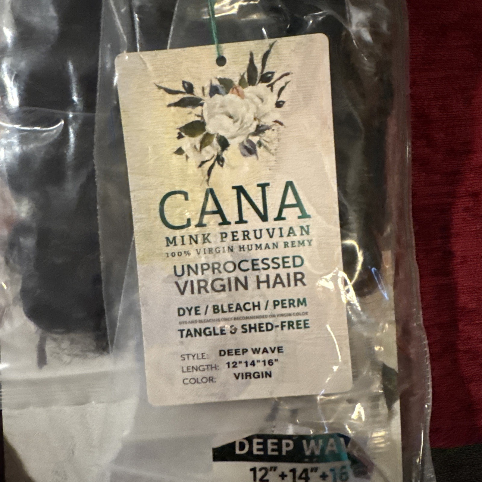Cana Mink Peruvian 100% Virgin Human Remy Hair 3 Bundles Deep Wave 12 14 16” 9A+