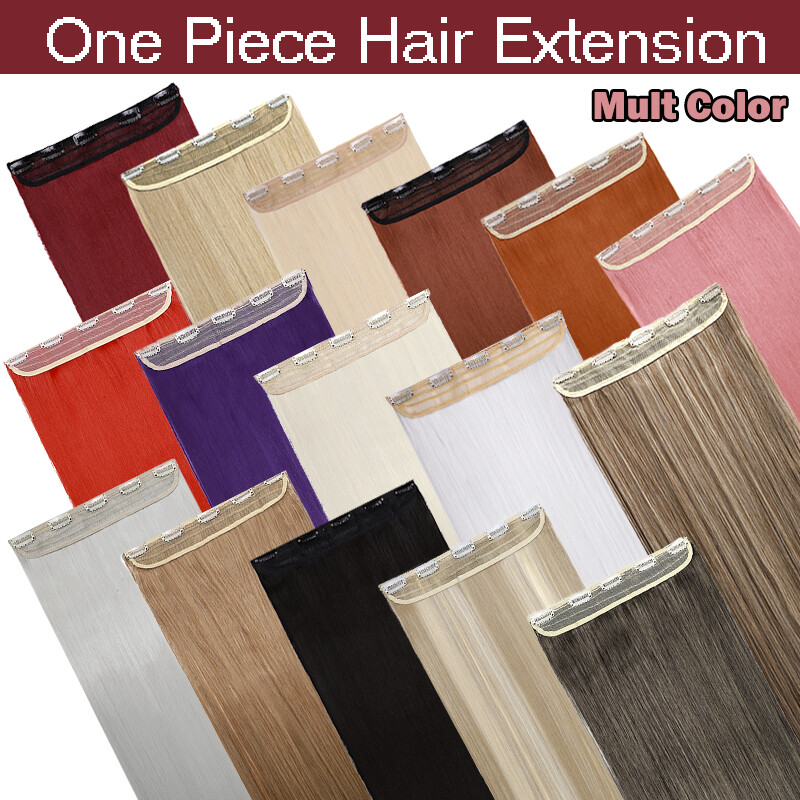One Piece Full Head Long Thick Clip in Hair Extensions 5 Clips As Human Natural