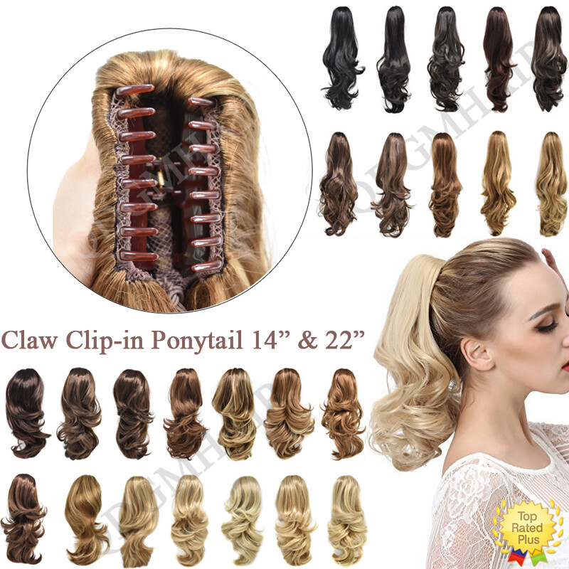 US Thick Long Ponytail Natural Jaw Clip In Hair Extension Curly Wavy Pony Tail